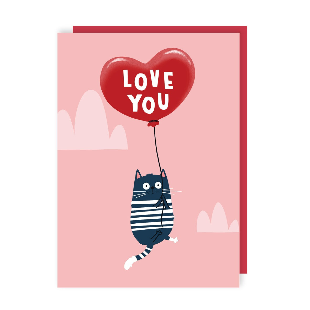 Love You Cat Balloon Love Card