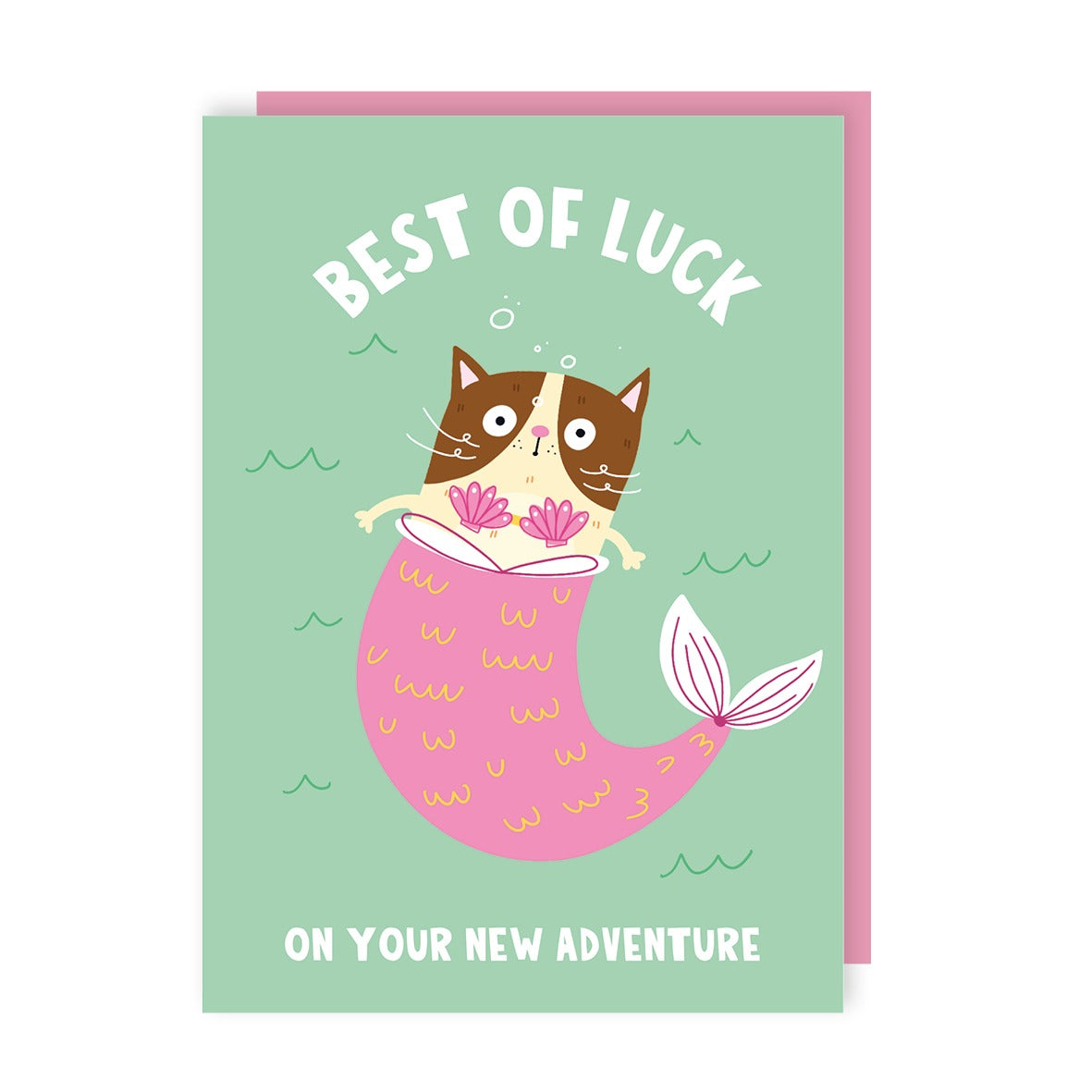 Cat Mermaid Good Luck Card