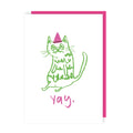 Cat Yay Birthday Card - Neon Ink