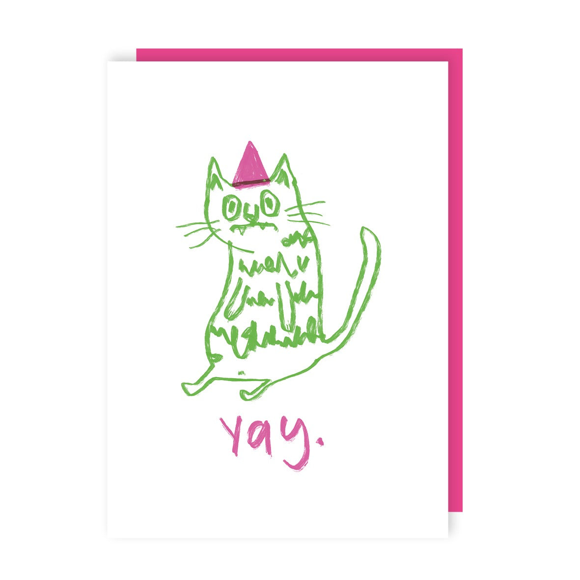 Cat Yay Birthday Card - Neon Ink