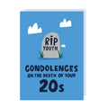 Condolences 20s Blue Birthday Card