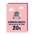 Condolences 20s Pink Birthday Card