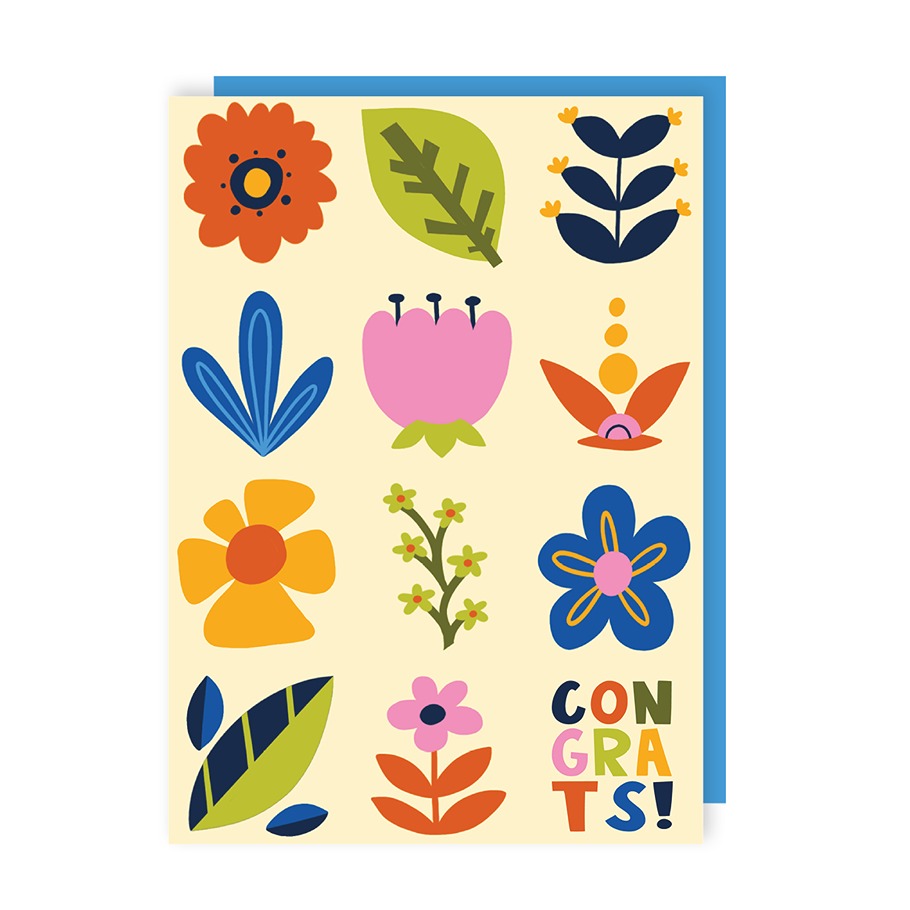 Congrats Flowers Wedding Card