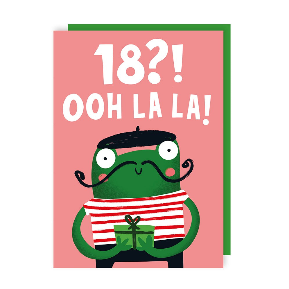 French Frog 18 Birthday Card
