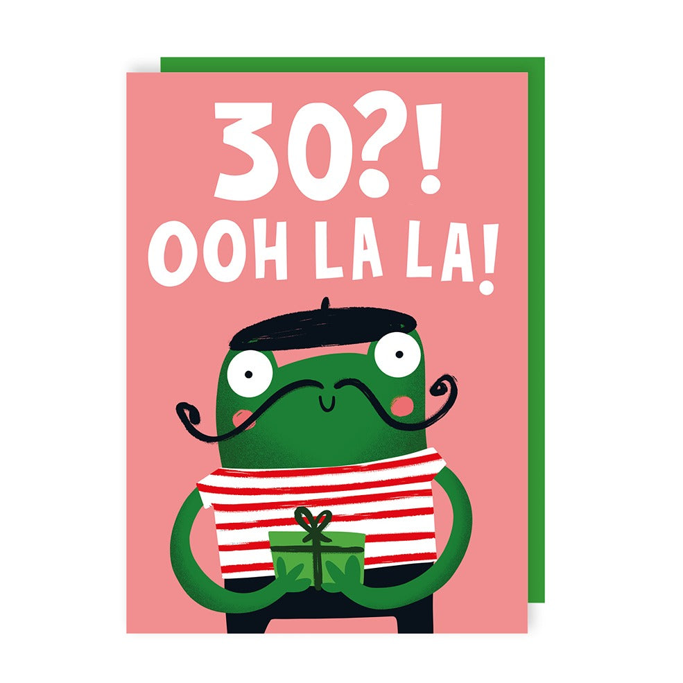 French Frog 30 Birthday Card