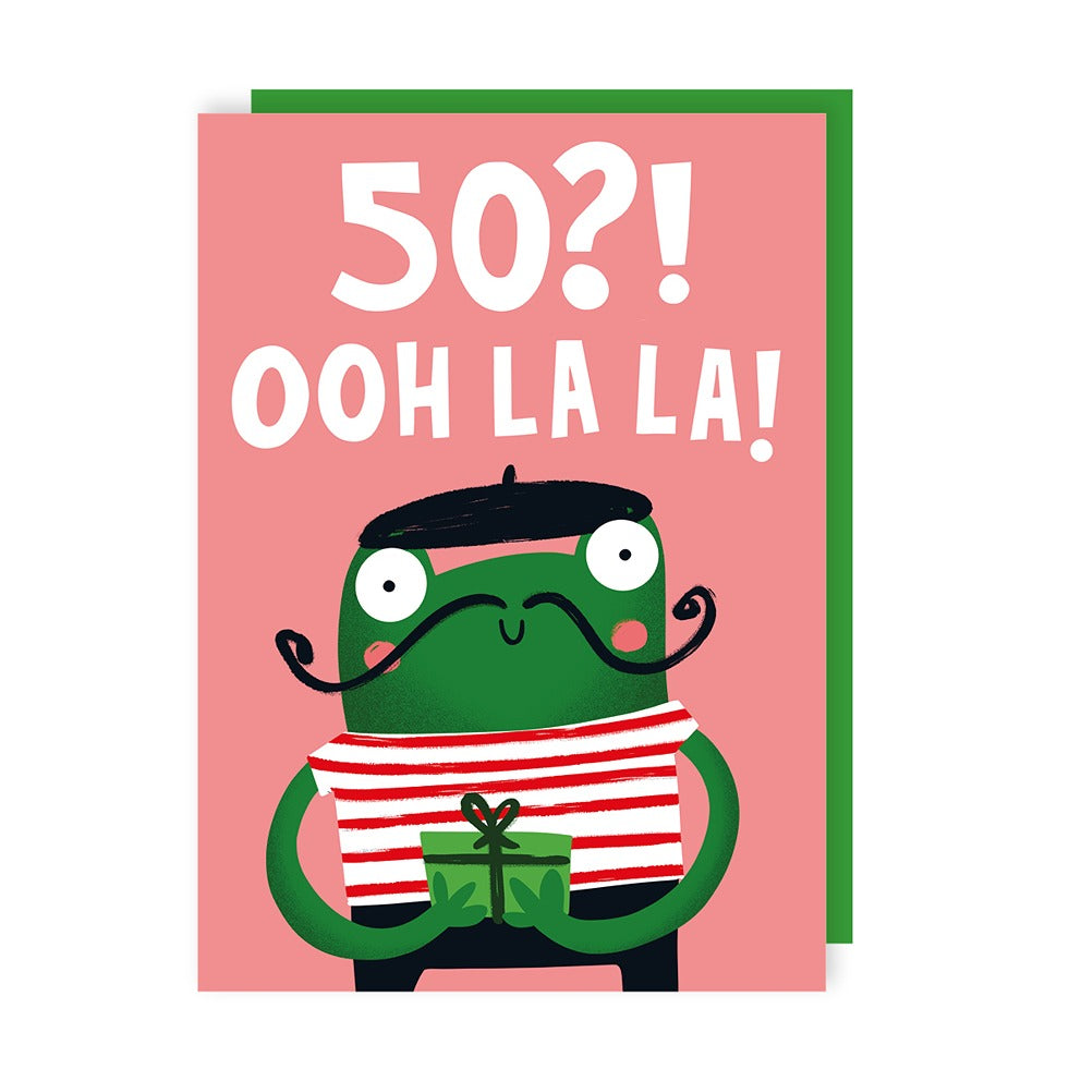 French Frog 50 Birthday Card