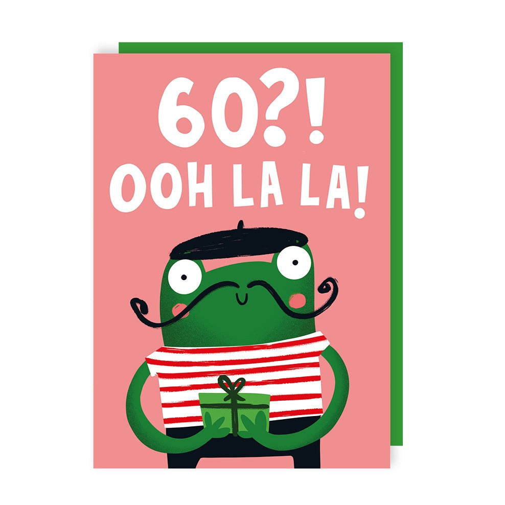 French Frog 60 Birthday Card