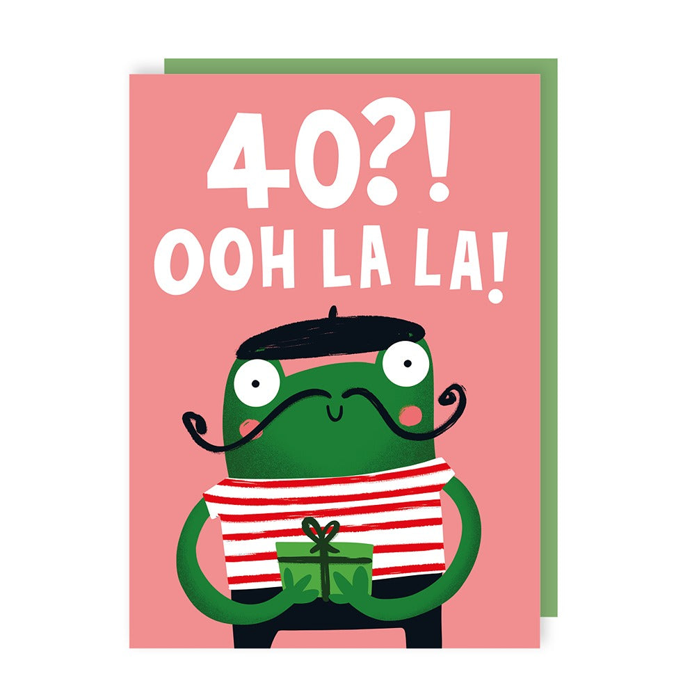 French Frog 40 Birthday Card