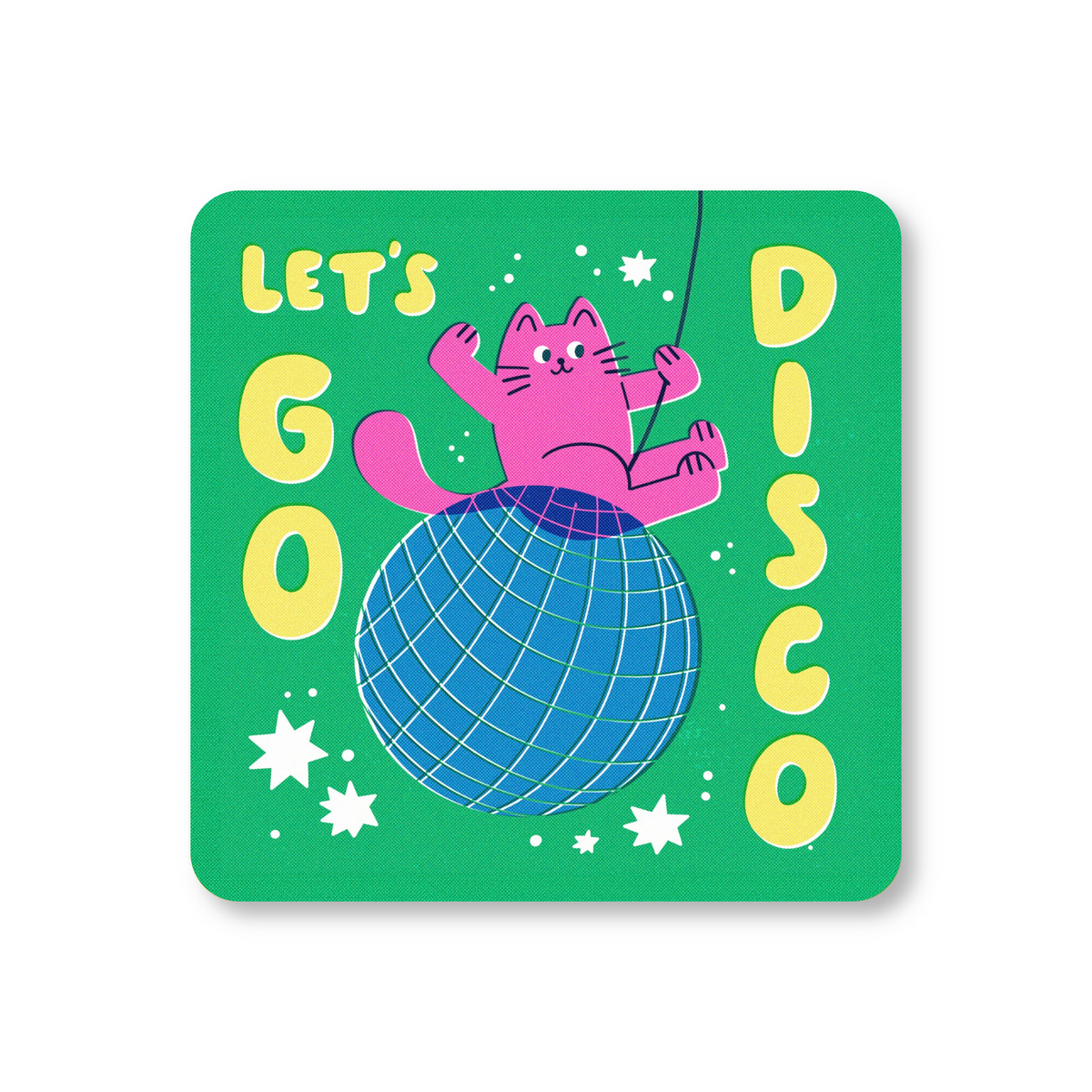 Let's Go Disco Cat Coaster