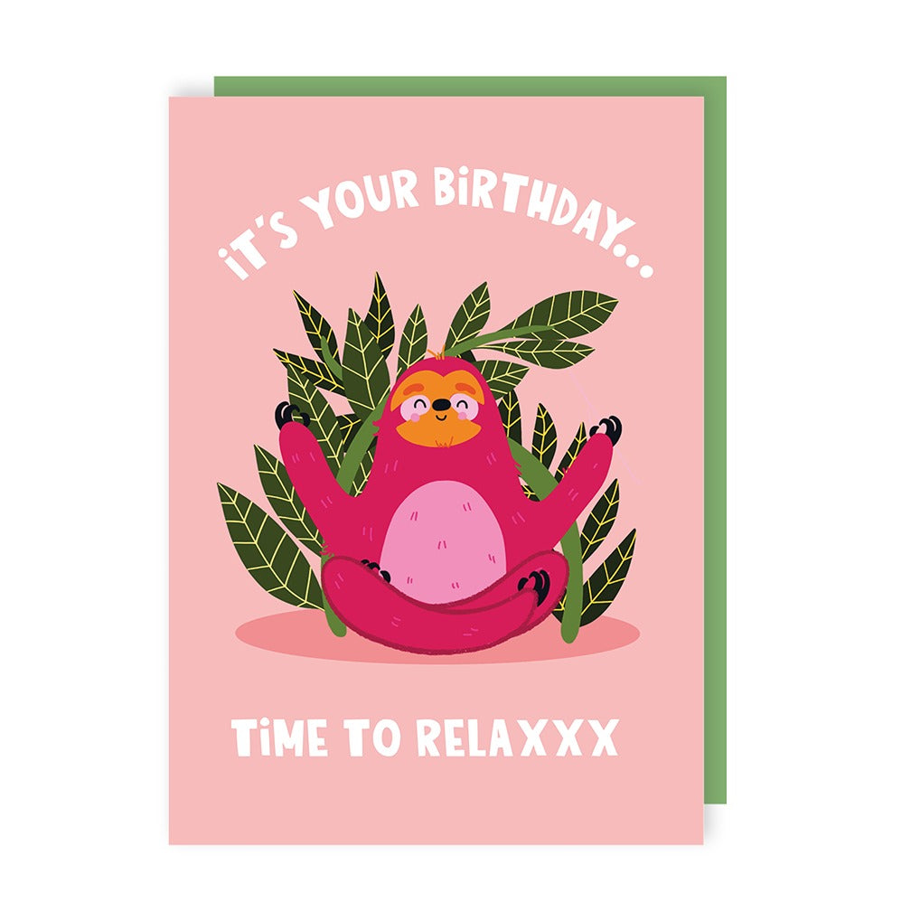 Sloth Relax Birthday Card