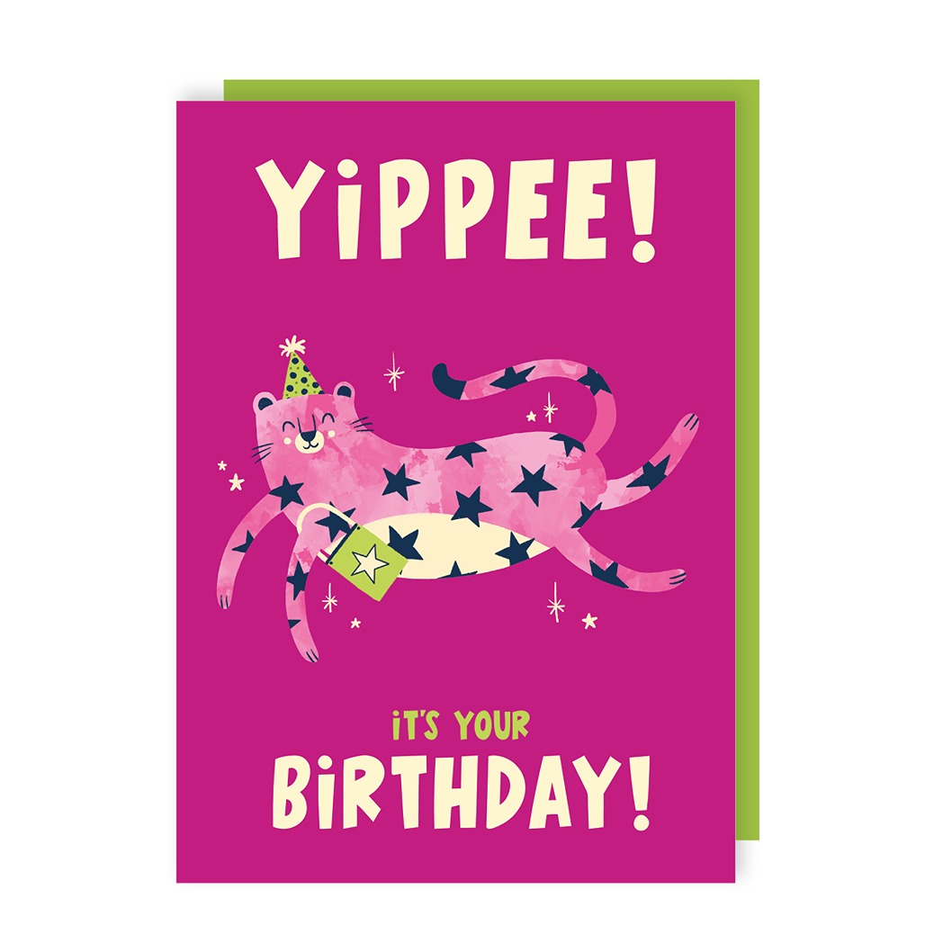 Yippee Leopard Birthday Card