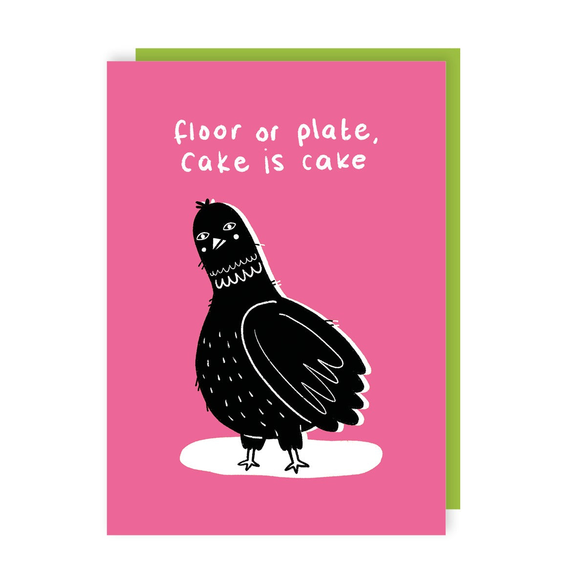 Floor or Plate, Cake is Cake Pigeon Birthday Card - Neon Ink