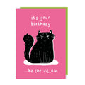 Cat Be the Villain Birthday Card - Neon Ink